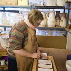Victoria Claire Dawes at work in her studio at Yorkshire Art Space’ Persistence Works in Sheffield 2017
